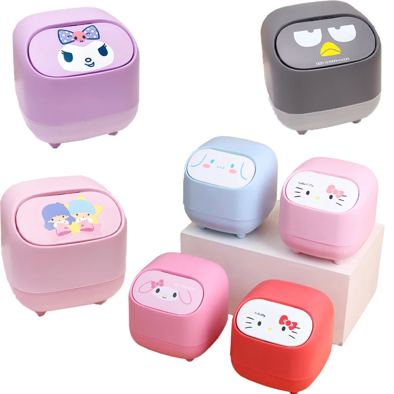 16Cm Sanrios Kawaii Cute Kitty Kuromi Mymelody Cinnamoroll Cartoon Trash Can with Lid Press Paper Crumb Storage Bucket
16Cm Sanrios Kawaii Cute Kitty Kuromi Mymelody Cinnamoroll Cartoon Trash Can with Lid Press Paper Crumb Storage Bucket