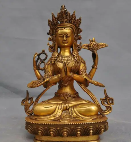Bronze Buddha Old Temple God Amitbha Four-armed Guanyin Statue
Bronze Buddha Old Temple God Amitbha Four-armed Guanyin Statue