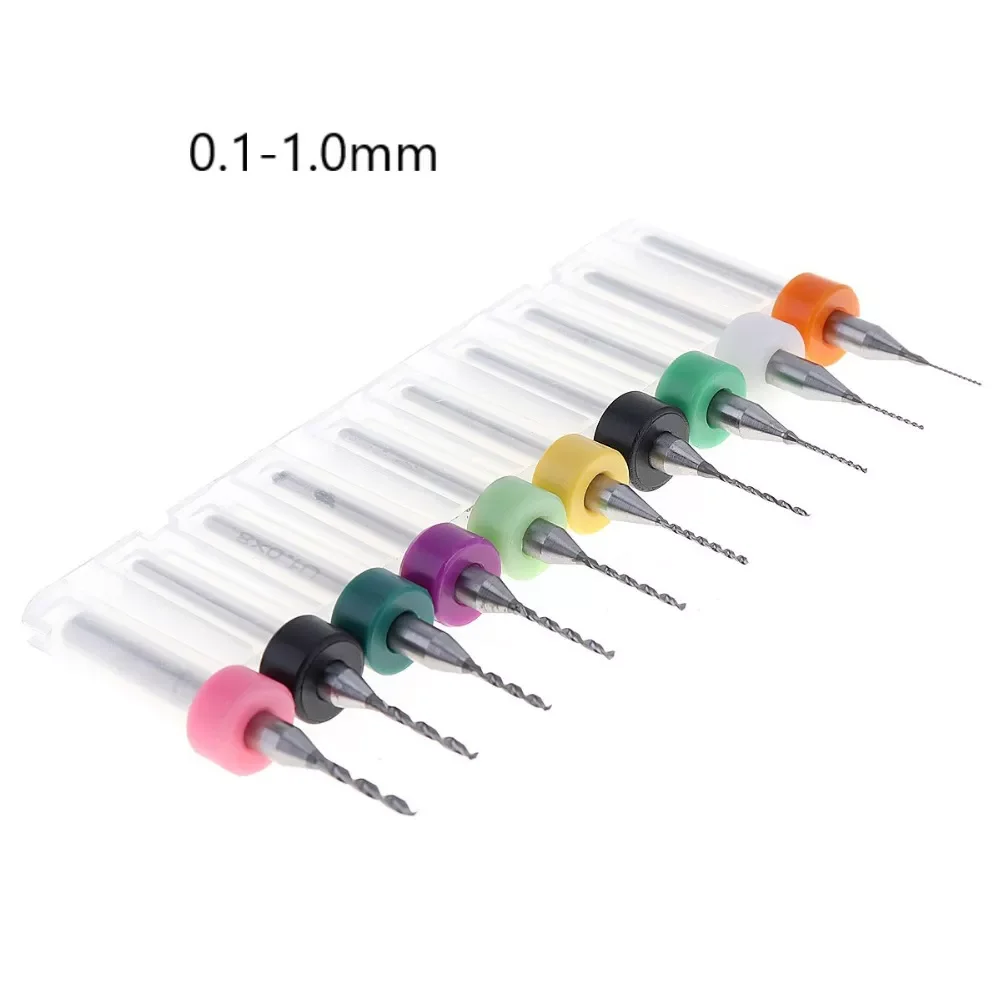 

10pcs/Set 0.1-1.0mm/0.3-1.2mm/1.1-2mm Solid Carbide PCB Drill Bit Nozzle Cleaning Cleaner for Extruder 3D Printer Accessories