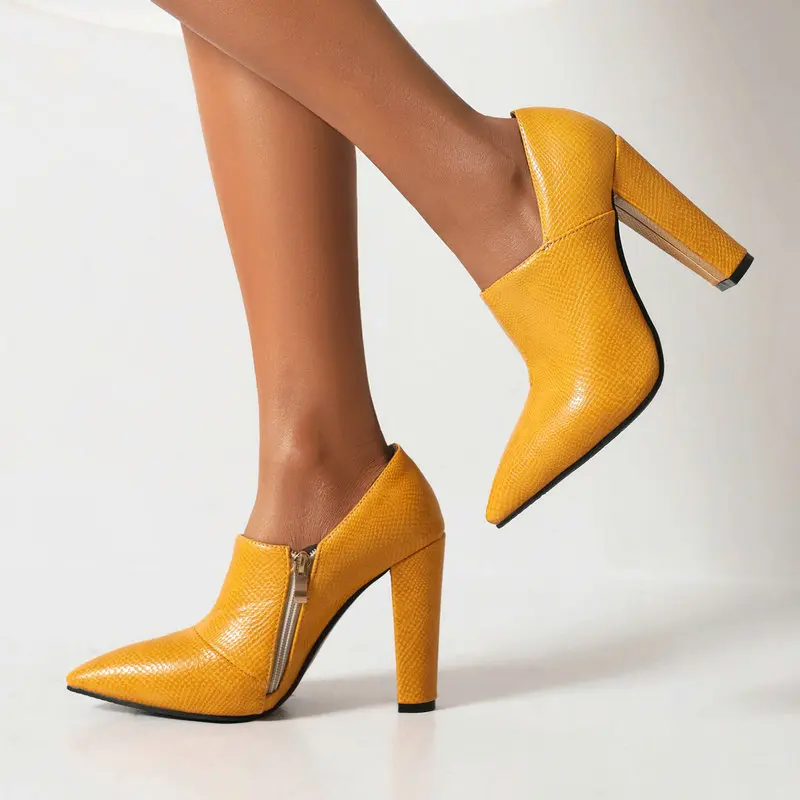 Pointed Toe Zipper Yellow Red Women High Heeled Shoes Size 34-43 Fashion Lady Block High Heels Loafers Office Stilettos Pumps 
Pointed Toe Zipper Yellow Red Women High Heeled Shoes Size 34-43 Fashion Lady Block High Heels Loafers Office Stilettos Pumps