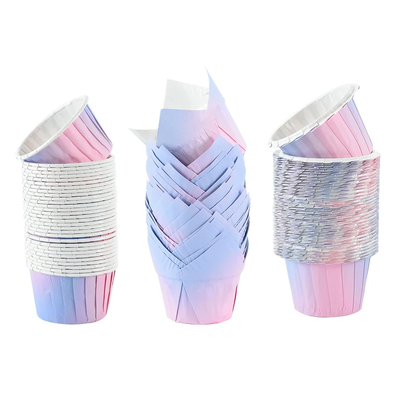 

30/10pcs Gradient Cake Cups Mold Pink Blue Cupcake Wrappers Muffin Liners Baking Molds Party Decor DIY Baking Dessert Supplies