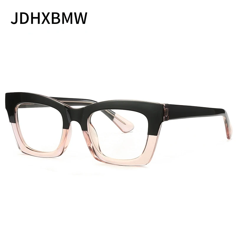 

New Square Glasses Frame Ladies Fashion Personality Eyeglass Anti-blue Light Flat Mirror Texture Patchwork CP Ferrule Brille