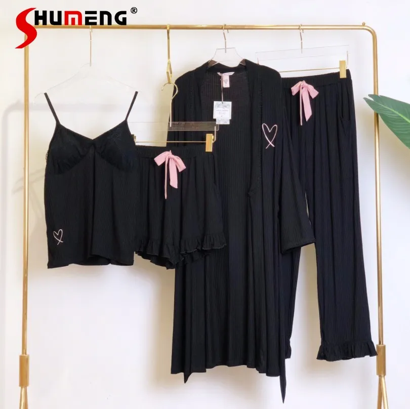 Modal Pajamas Love Pattern Comfortable Sexy Charming 4 Piece Pajama Set Autumn and Winter Femme Sleepwear Leisure Nightwear
Modal Pajamas Love Pattern Comfortable Sexy Charming 4 Piece Pajama Set Autumn and Winter Femme Sleepwear Leisure Nightwear