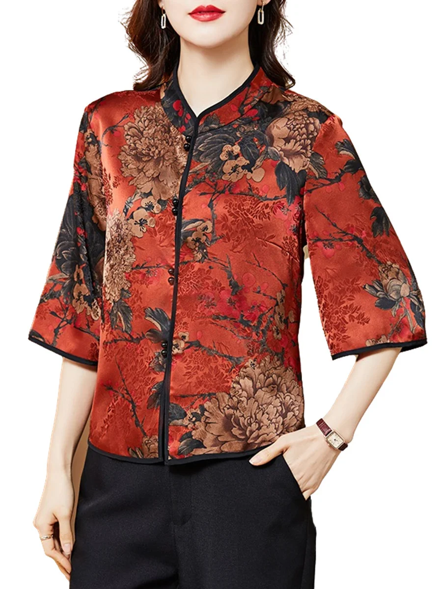 4XL Women Spring Summer Shirts Lady Fashion Casual Half Sleeve O-Neck Collar Silk Retro Printing Blusas Tops CT0596
4XL Women Spring Summer Shirts Lady Fashion Casual Half Sleeve O-Neck Collar Silk Retro Printing Blusas Tops CT0596