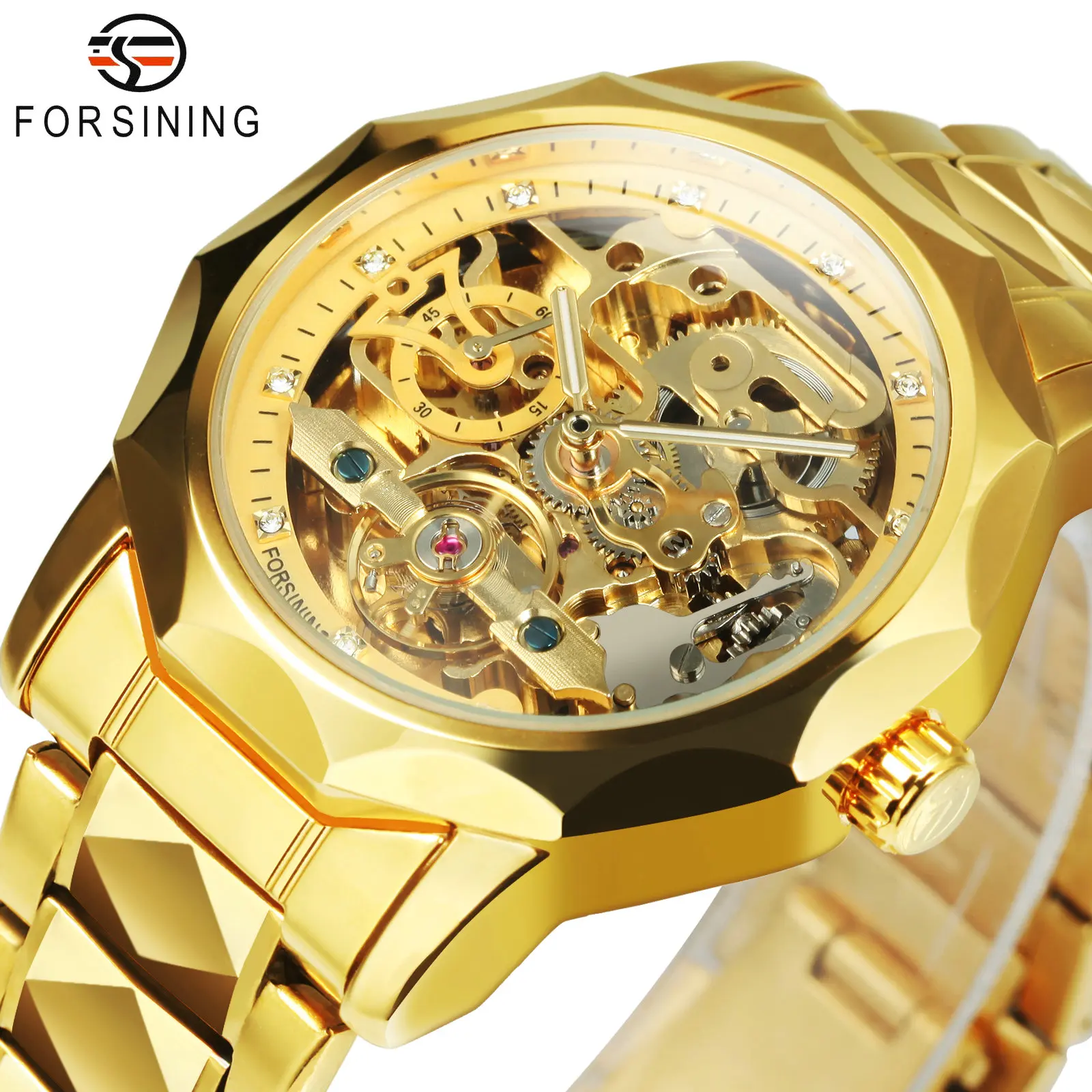 Forsining Steampunk Automatic Mechanical Luxury Skeleton Watch for Men Gold Man Wristwatches Crystal Dial часы мужские наручные
Forsining Steampunk Automatic Mechanical Luxury Skeleton Watch for Men Gold Man Wristwatches Crystal Dial часы мужские наручные