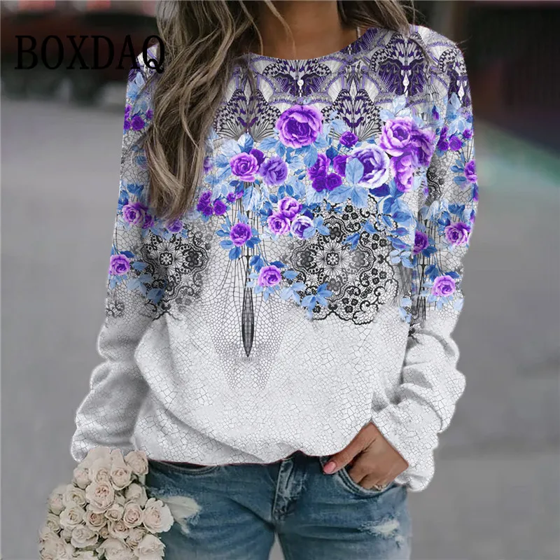 2022 Autumn Winter Women Sweatshirts Long Sleeve Fashion O-Neck Tops Loose Pullover Casual Harajuku Purple Flower Print Hoodies
2022 Autumn Winter Women Sweatshirts Long Sleeve Fashion O-Neck Tops Loose Pullover Casual Harajuku Purple Flower Print Hoodies