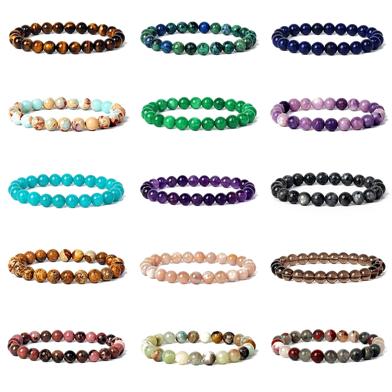 6 8mm Natural Stone Bracelet Women Crystal Jades Bead Bangle Polished Pulsera Homme Femme Turquoises Agates Yoga Fashion Jewelry
6 8mm Natural Stone Bracelet Women Crystal Jades Bead Bangle Polished Pulsera Homme Femme Turquoises Agates Yoga Fashion Jewelry