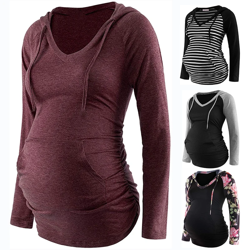 Women Maternity Hoodies Striped Print Long Sleeve V-neck Hoodie Sweatshirts Top Mom Pregnant Nursing Autumn And Winter Clothes
Women Maternity Hoodies Striped Print Long Sleeve V-neck Hoodie Sweatshirts Top Mom Pregnant Nursing Autumn And Winter Clothes