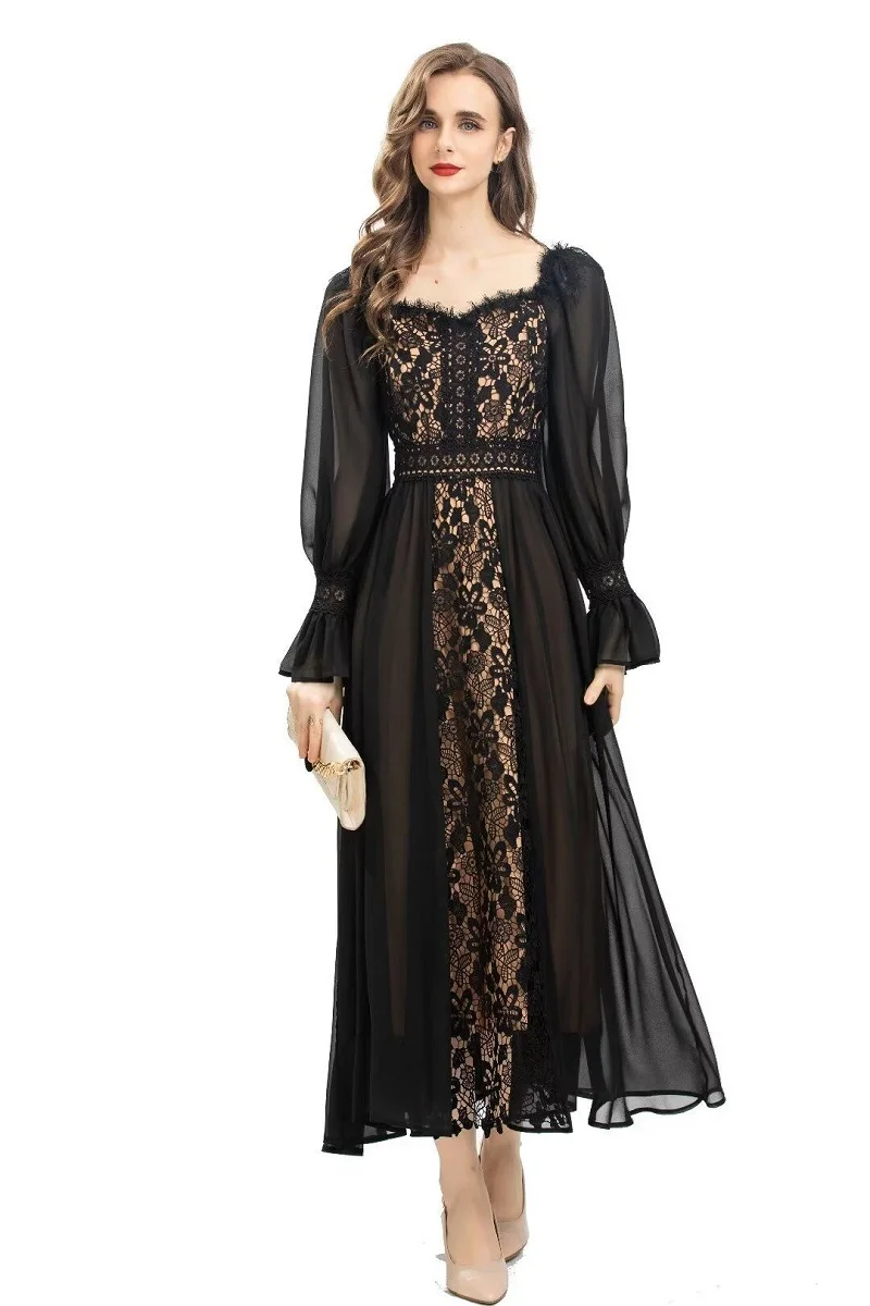 New 2022 Autumn Long Party Evening Vestidos Women Sexy Square Collar Lace Patchwork Flare Sleeve Long White Black Maxi Dress XL
New 2022 Autumn Long Party Evening Vestidos Women Sexy Square Collar Lace Patchwork Flare Sleeve Long White Black Maxi Dress XL