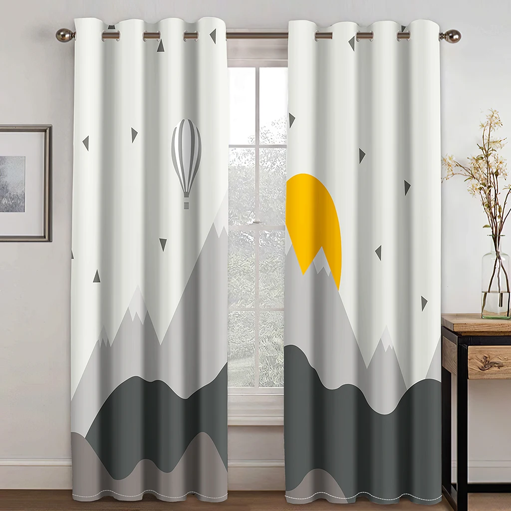 

3D Abstract Geometry Elegant and Simple 2 Pieces Shading Drapes Darkening Window Curtain For Home Living Room Bedroom Decor