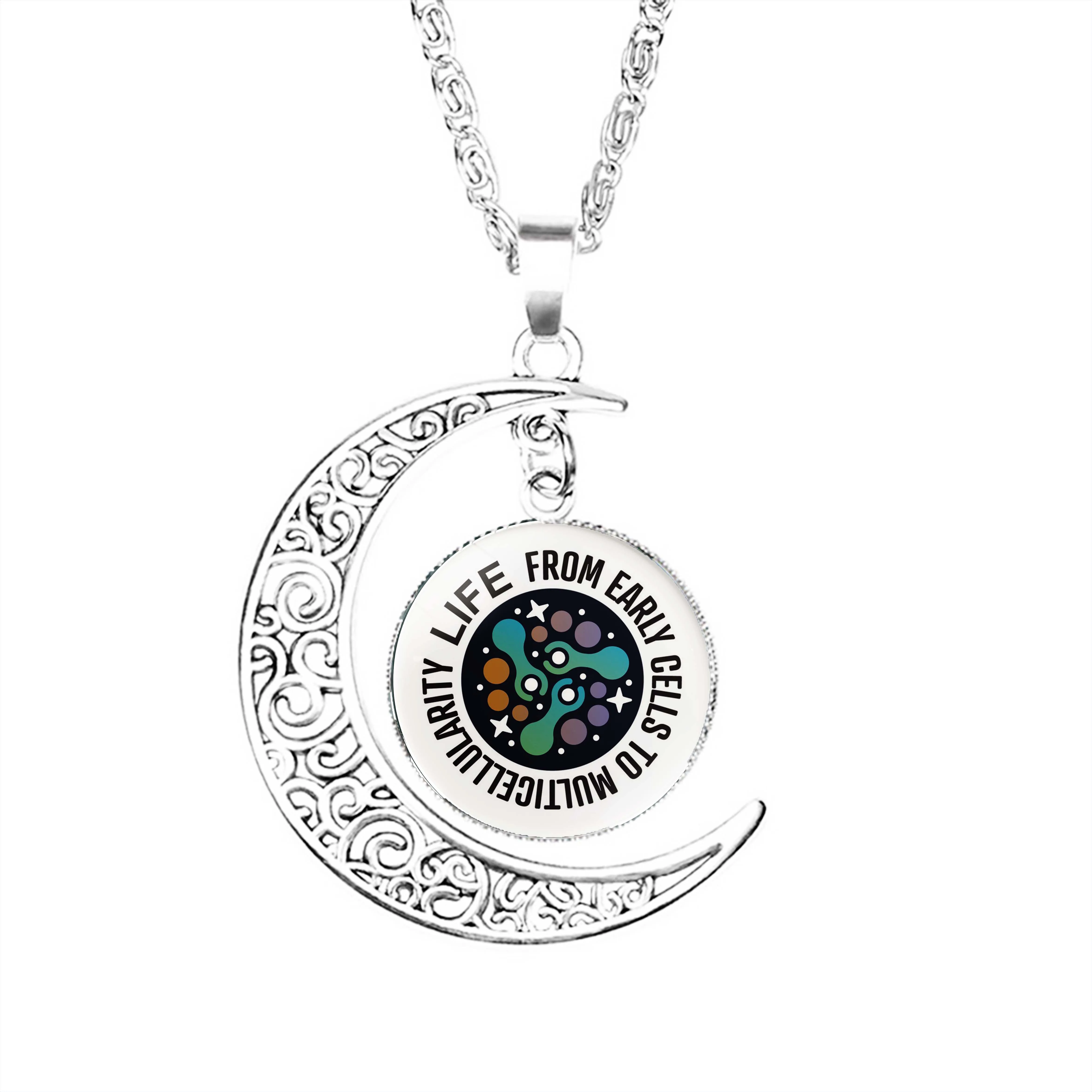Life From Early Cells To Multicellularity Moon Necklace Stainless Steel Dome Women Glass Jewelry Gifts Lady Chain Pendant
Life From Early Cells To Multicellularity Moon Necklace Stainless Steel Dome Women Glass Jewelry Gifts Lady Chain Pendant