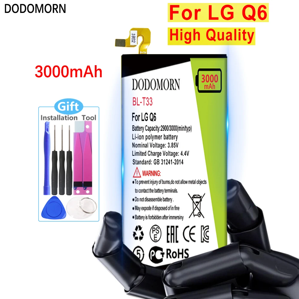 Аккумулятор DODOMORN BL-T33 для LG Q6 M700A M700AN M700DSK M700N мобильный телефон высокое качество + номер для отслеживания
Аккумулятор DODOMORN BL-T33 для LG Q6 M700A M700AN M700DSK M700N мобильный телефон высокое качество + номер для отслеживания