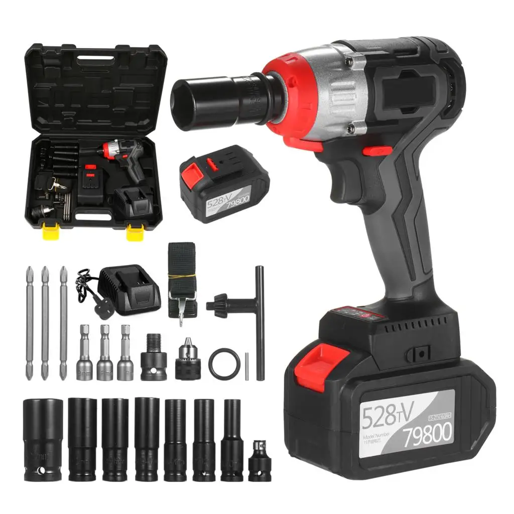 Cordless Impact Wrench 980Nm Torque Brushless Motor 1/2 and 1/4 Inch Quick Chuck 6.0A with Fast Charger Impact Kit
Cordless Impact Wrench 980Nm Torque Brushless Motor 1/2 and 1/4 Inch Quick Chuck 6.0A with Fast Charger Impact Kit