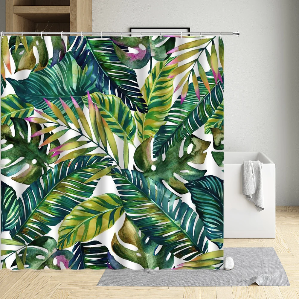 Green Tropical Plants Shower Curtains Printing Leaves Bathroom Polyester Waterproof Decoration Screen With Hooks Easy To Drying
Green Tropical Plants Shower Curtains Printing Leaves Bathroom Polyester Waterproof Decoration Screen With Hooks Easy To Drying