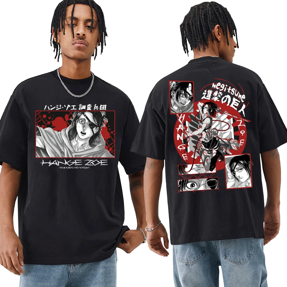 Hot Anime Attack on Titan T Shirt Hange Zoe Double Sided Graphic Print T-shirts Men's Women's Short Sleeve 100% Cotton T-shirt
Hot Anime Attack on Titan T Shirt Hange Zoe Double Sided Graphic Print T-shirts Men's Women's Short Sleeve 100% Cotton T-shirt
