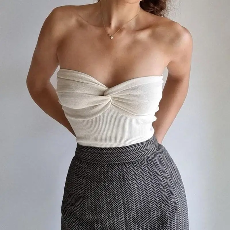 2022 Women Casual Summer Knitted Tube Tops White Off Shoulder Strapless Corset Tank Tops Female Bustier Streetwear 
2022 Women Casual Summer Knitted Tube Tops White Off Shoulder Strapless Corset Tank Tops Female Bustier Streetwear