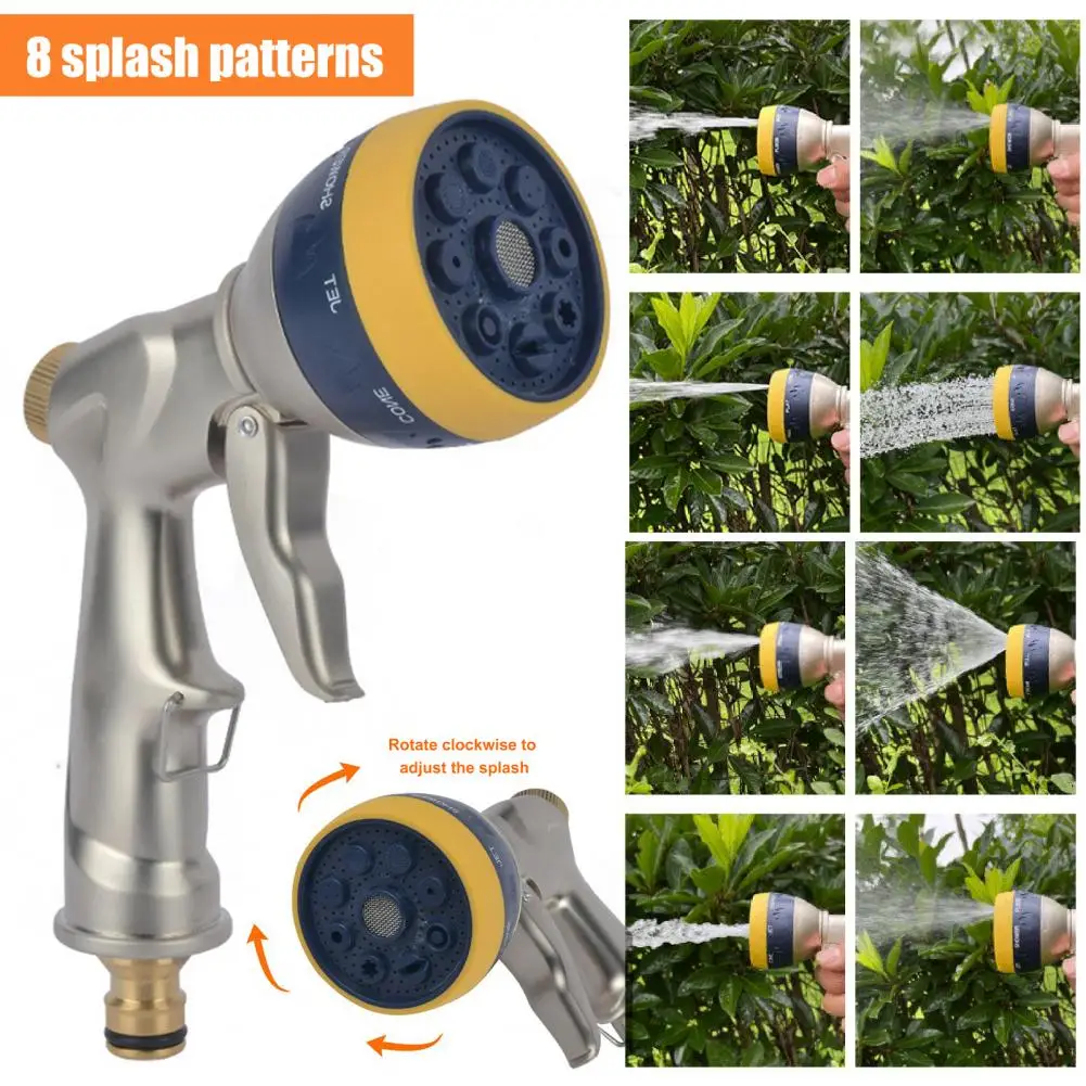 Water Spray Nozzle High Pressure Leakproof Ergonomic Handle Rustproof Universal Hose With 8 Adjustable Sprayer Patterns Garden 
Water Spray Nozzle High Pressure Leakproof Ergonomic Handle Rustproof Universal Hose With 8 Adjustable Sprayer Patterns Garden