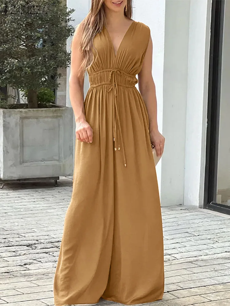 Комбинезон ZANZEA женский однотонный с V-образным вырезом, модный вечерний Макси-комбинезон на завязках с широкими штанинами, лето 2022
Комбинезон ZANZEA женский однотонный с V-образным вырезом, модный вечерний Макси-комбинезон на завязках с широкими штанинами, лето 2022