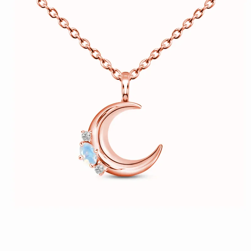 Hot Selling S925 Sterling Silver Moon Moonstone Charm Rose Gold Necklace Small Fashion Jewelry
Hot Selling S925 Sterling Silver Moon Moonstone Charm Rose Gold Necklace Small Fashion Jewelry