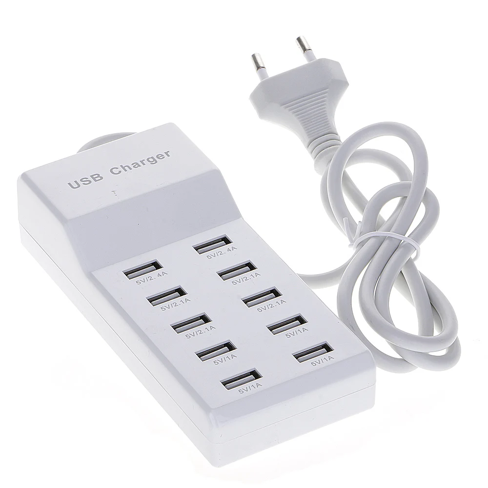 

AC100~240V to DC 5V Fast Charge Power Strip 10 Port USB Charger Device Home Office Wall Adapter for Smartphone Tablets