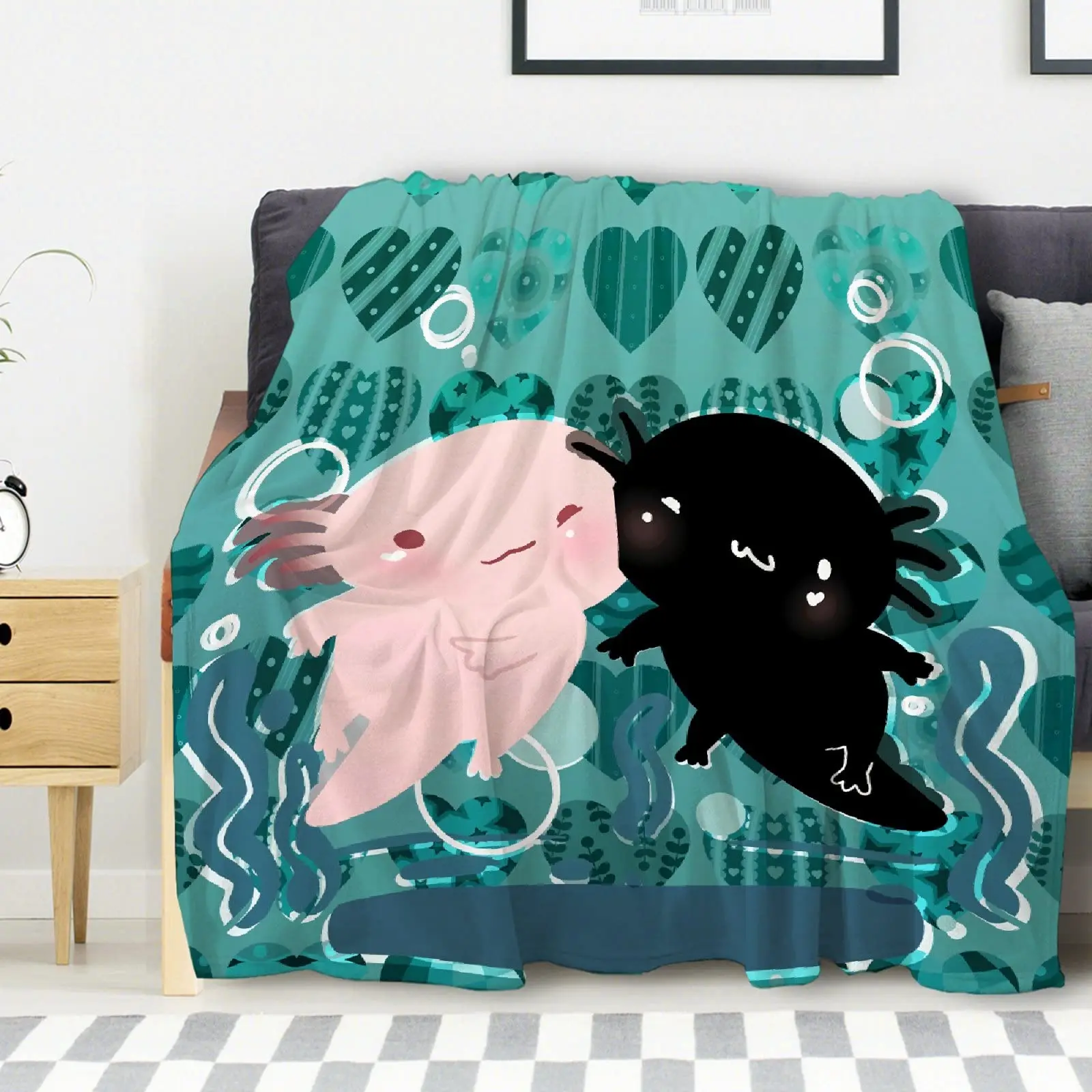 

Милое фланелевое одеяло Axolotl, мягкое теплое плюшевое легкое покрывало из микрофибры для кровати, дивана, стула, гостиной, подарки на день рождения