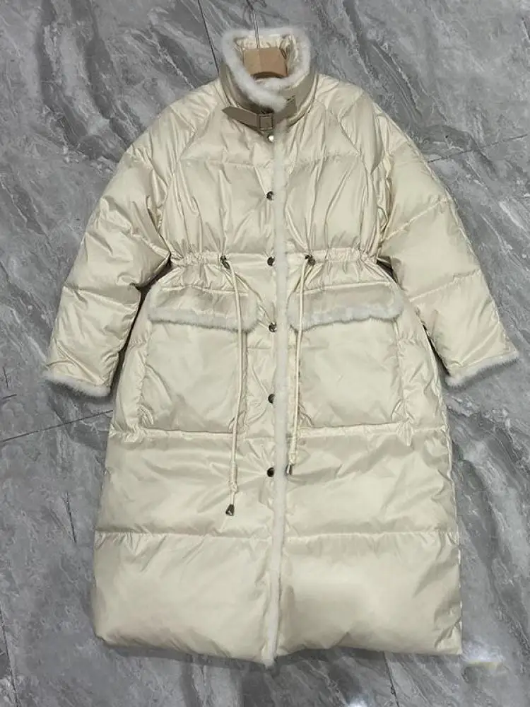 Luxurious Mink Feather Down Jacket Winter Women Long Over The Knee Soft Parkers Slim 90% White Duck Down Snow Puffer Coat
Luxurious Mink Feather Down Jacket Winter Women Long Over The Knee Soft Parkers Slim 90% White Duck Down Snow Puffer Coat