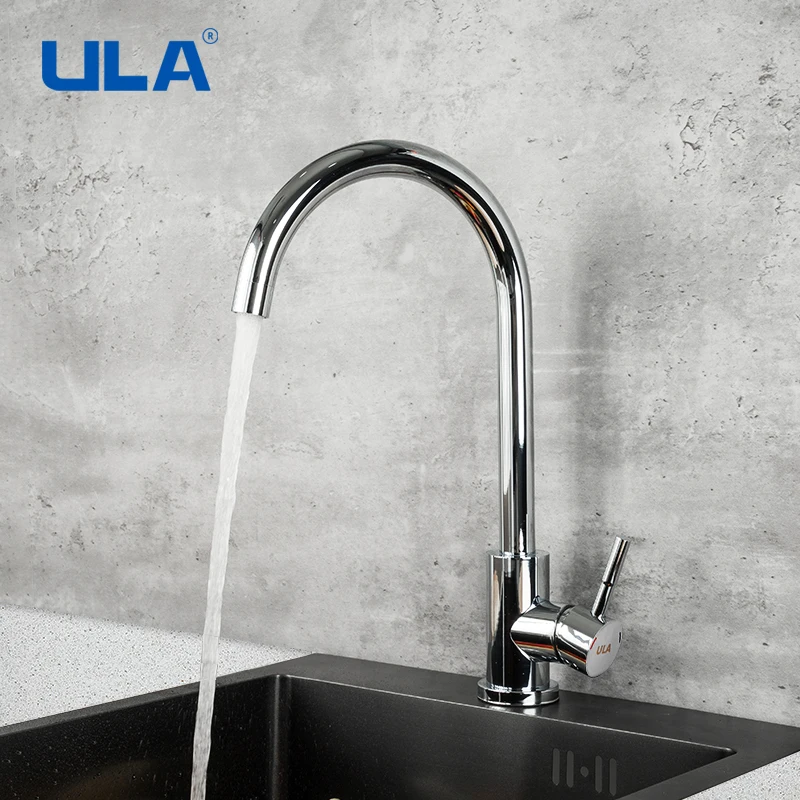 

ULA Chrome Kitchen Faucets Stainless Steel Kitchen Tap Mixer Single Hole Handle Swivel 360 Degree Water Mixer Tap Nozzle