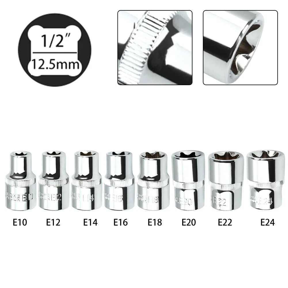 1pc E Type Sockets1/2" Tool E10-E24 Female Torx Socket For Ratchet End Wrench Head Socket Adapter Driver Joint Hand Tools
1pc E Type Sockets1/2" Tool E10-E24 Female Torx Socket For Ratchet End Wrench Head Socket Adapter Driver Joint Hand Tools