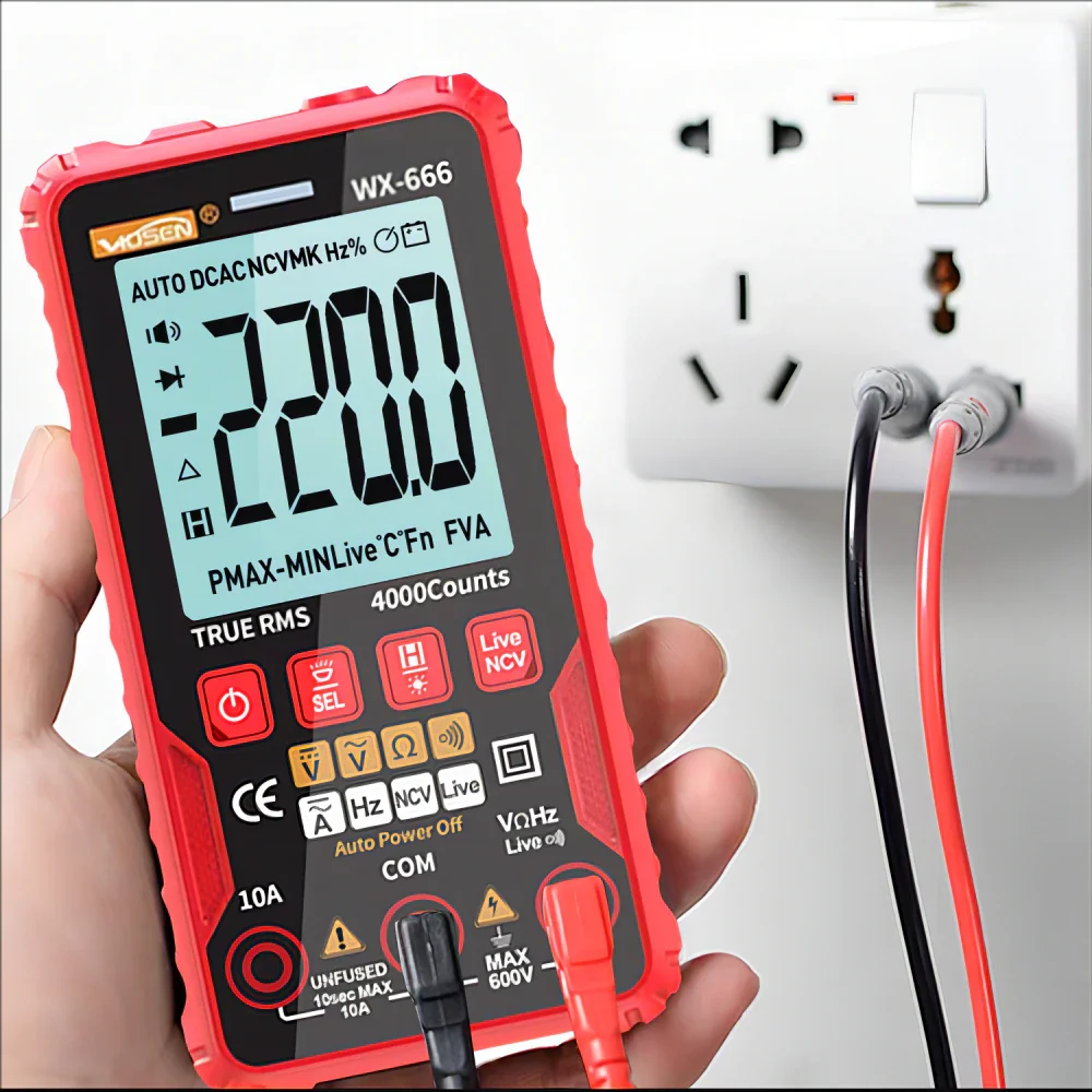 QHTITEC Digital Mini Multimeter WX666 Tester Auto Multimetro True Rms Tranistor Meter with NCV Data Hold 4000counts Flashlight
QHTITEC Digital Mini Multimeter WX666 Tester Auto Multimetro True Rms Tranistor Meter with NCV Data Hold 4000counts Flashlight