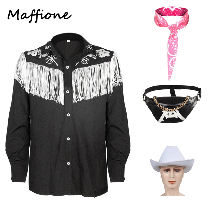 2023 Movie Barbier Ken Cosplay Black Jacket Pink Scarf Costume Men Outfits Coat Bag Hat Fancy Dress Up Halloween Party Role Suit
2023 Movie Barbier Ken Cosplay Black Jacket Pink Scarf Costume Men Outfits Coat Bag Hat Fancy Dress Up Halloween Party Role Suit
