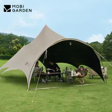 MOBI GARDEN Camping Tent Picnic Black Vinyl Canopy Rainproof and UV Protection Large Space Awning Butterfly Shape Guanting A270