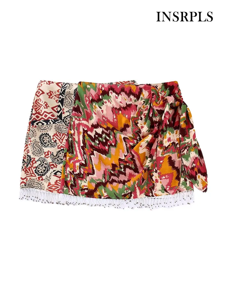 INSRPLS Women Fashion With Beading Printed Wrap Mini Skirt Vintage High Waist Back Zipper Female Skirts Mujer
INSRPLS Women Fashion With Beading Printed Wrap Mini Skirt Vintage High Waist Back Zipper Female Skirts Mujer