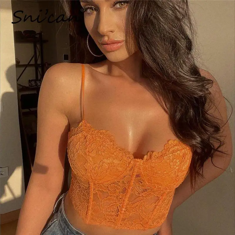 Solid Orange Lace Sexy Camisole Tops Fashion Summer Spaghetti Strap Bodycon Slim Short Crop Shirts Blusas Mujer 2022 Women Shirt
Solid Orange Lace Sexy Camisole Tops Fashion Summer Spaghetti Strap Bodycon Slim Short Crop Shirts Blusas Mujer 2022 Women Shirt
