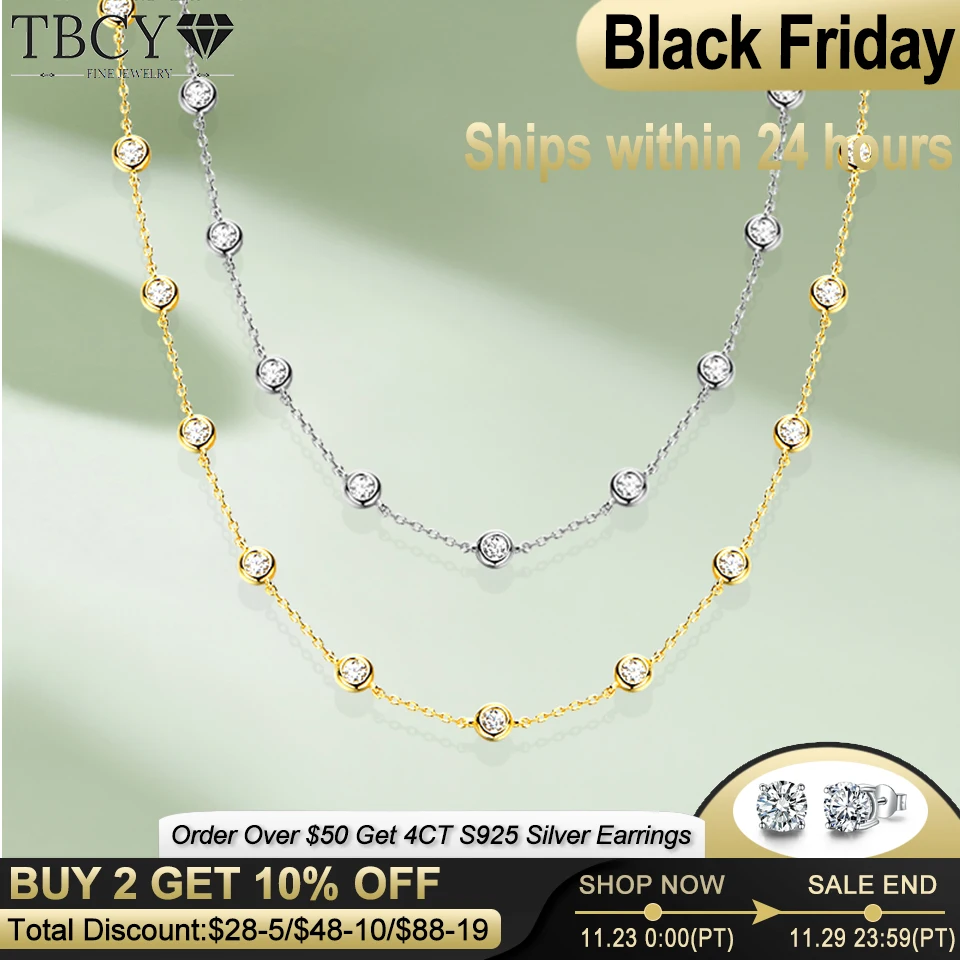 TBCYD 3/4/5mm D Color Round Cut Moissanite Necklace For Women S925 Silver Diamond Bubble Neck Chain Choker Party Jewelry Gifts
TBCYD 3/4/5mm D Color Round Cut Moissanite Necklace For Women S925 Silver Diamond Bubble Neck Chain Choker Party Jewelry Gifts