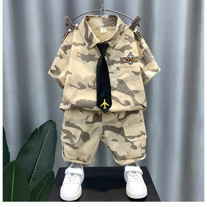 New Baby Boys Clothing Set 2023 New Children's Thin Short sleeved Shirt Shorts 2-piece Set for Boys Camouflage Clothing Set
New Baby Boys Clothing Set 2023 New Children's Thin Short sleeved Shirt Shorts 2-piece Set for Boys Camouflage Clothing Set