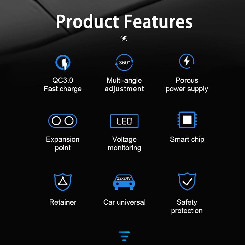 Fit Most Cigar Lighters Car Charger Car Accessories For Car SUV Off-road Truck Etc 12V/24V ABS+PC Type-C+QC3.0+2.4A
Fit Most Cigar Lighters Car Charger Car Accessories For Car SUV Off-road Truck Etc 12V/24V ABS+PC Type-C+QC3.0+2.4A