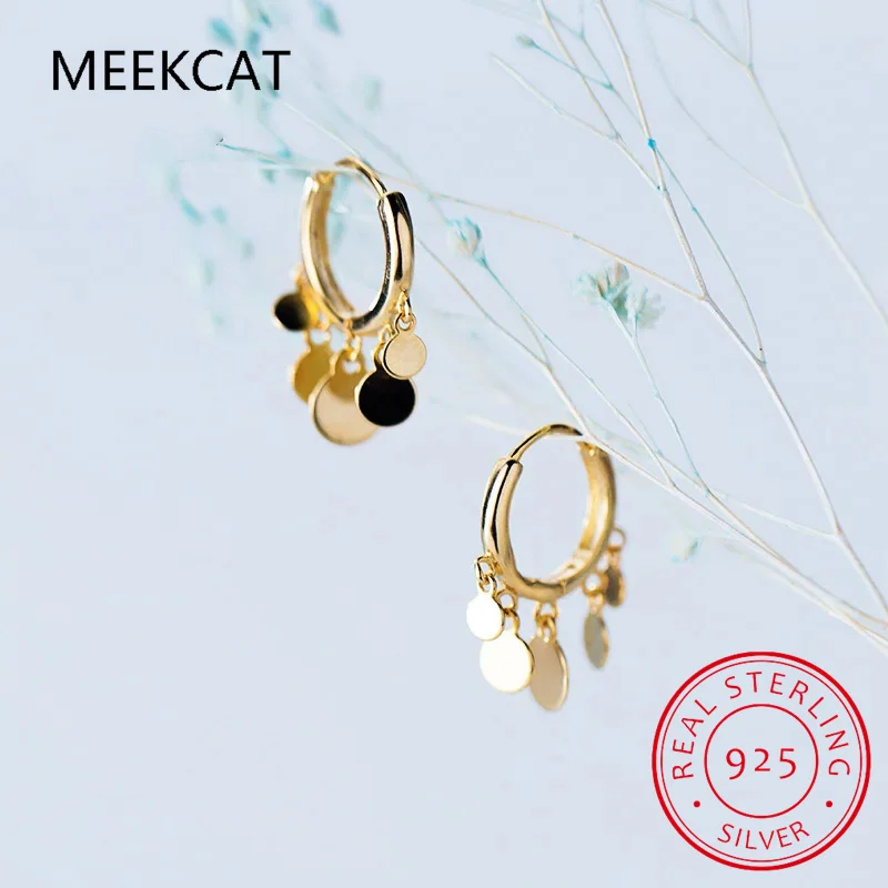 Лидер продаж серьги-кольца из стерлингового серебра 925 пробы с круглым диском и