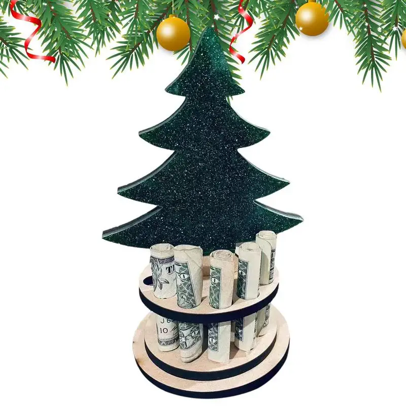 

Рождественский держатель для наличных, Рождественский уникальный держатель для денег для подарка, деревянный держатель для денег ручной работы с 10 отверстиями, Рождественское украшение, подарок для наличных