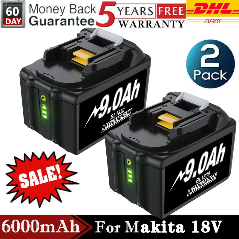 

For Makita BL1830 Batterie 18V 6Ah LXT Li-Ion Compatible de 80 Outils 7.2V~18V Charger for BL1830 BL1840 BL1850 LXT400 DC18RC