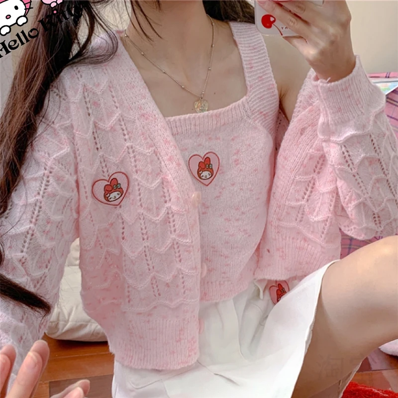 2022 Original Melody Knit Sweater Jacket Embroidered Two-Piece Suit Kawaii Female Cartoon Sanrio Thin Casual Top Girls Gift
2022 Original Melody Knit Sweater Jacket Embroidered Two-Piece Suit Kawaii Female Cartoon Sanrio Thin Casual Top Girls Gift
