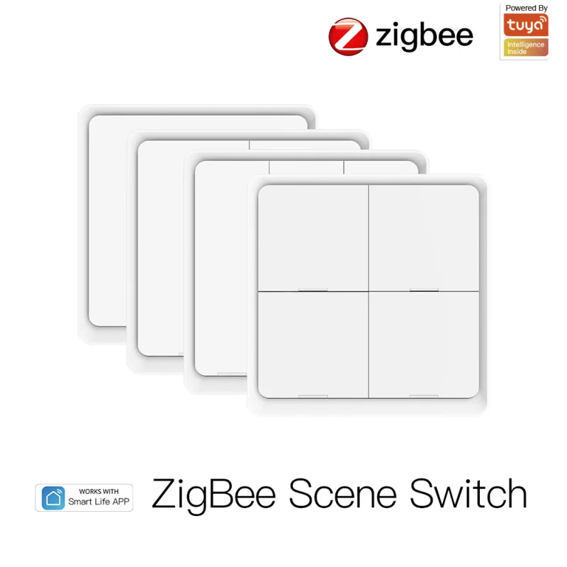 4 Gang Tuya ZigBee Wireless 12 Scene Smart Light Switch Push Button Controller Automation Scenario Work With Tuya Gateway Hub
4 Gang Tuya ZigBee Wireless 12 Scene Smart Light Switch Push Button Controller Automation Scenario Work With Tuya Gateway Hub