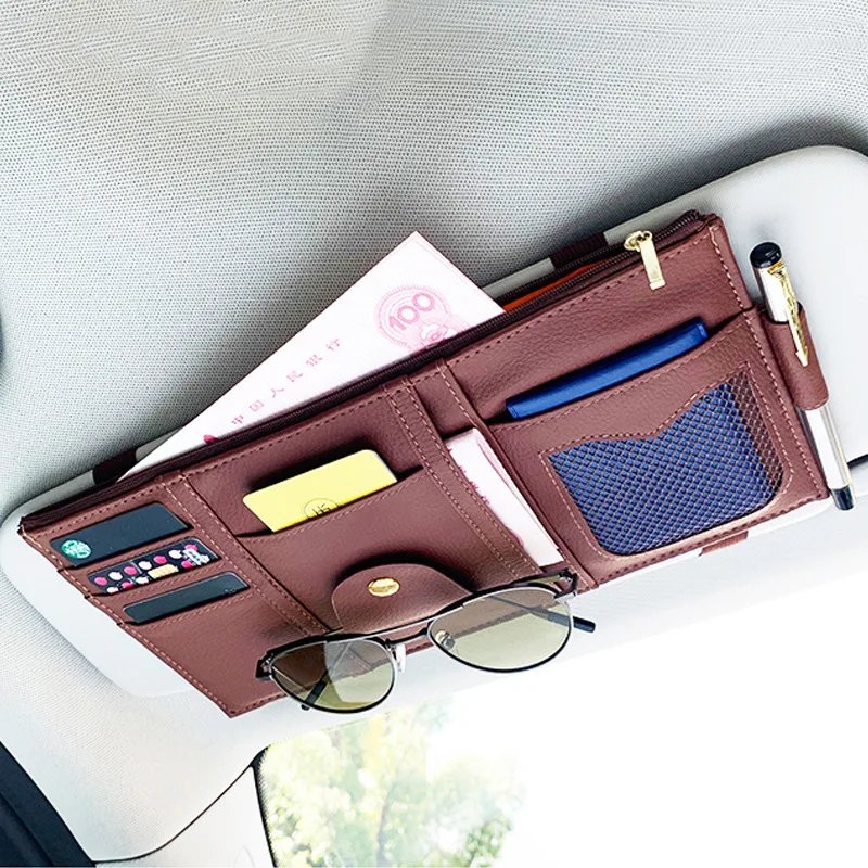 Multifunctional car visor for car mobile phone visor storage bag hanging bag glasses clip card clip document PU leather storage
Multifunctional car visor for car mobile phone visor storage bag hanging bag glasses clip card clip document PU leather storage