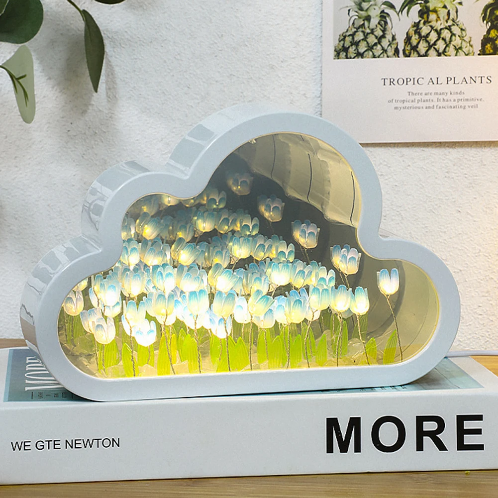 Cloud-Shaped Tulips Mirror Night Light Ornament Charming Desktop Decorative Light For Study Desk Home
Cloud-Shaped Tulips Mirror Night Light Ornament Charming Desktop Decorative Light For Study Desk Home