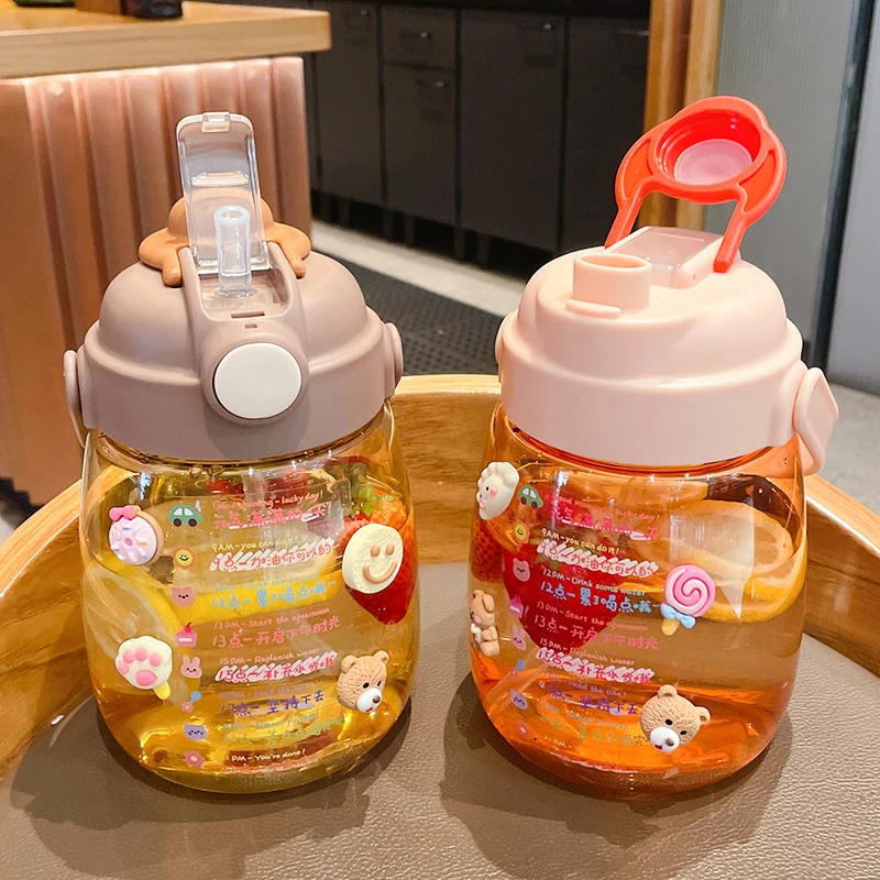 Summer Bubble Tea Straw Water Bottles For Girls Cute Plastic Double Drink Juice Big Belly Water Bottle With Time Marker Sticker
Summer Bubble Tea Straw Water Bottles For Girls Cute Plastic Double Drink Juice Big Belly Water Bottle With Time Marker Sticker