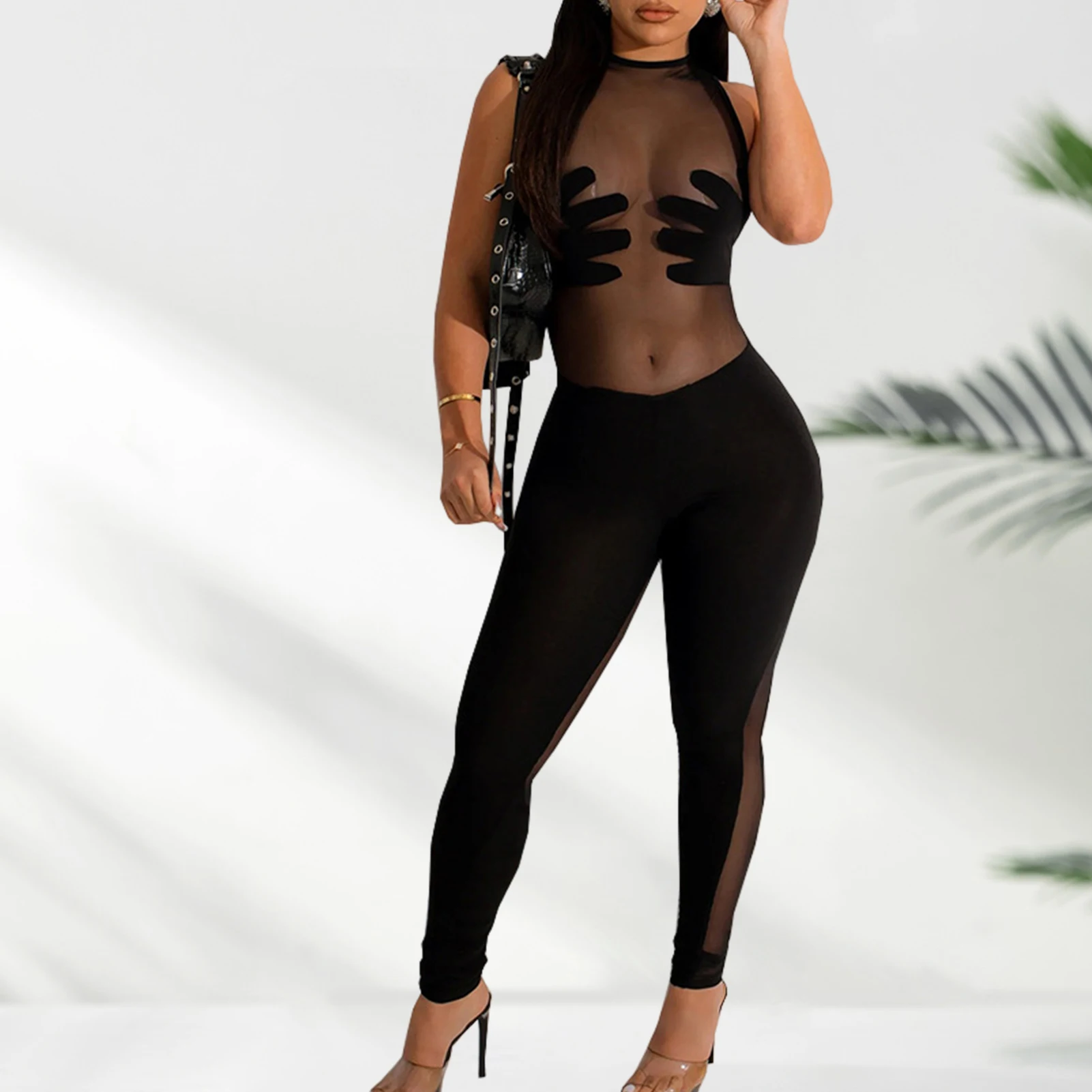 Female Skinny Jumpsuit Palm Pattern Sleeveless Bodysuit Transparent Mesh Spicy Girl Crew Neck Party Clubwear Clothing
Female Skinny Jumpsuit Palm Pattern Sleeveless Bodysuit Transparent Mesh Spicy Girl Crew Neck Party Clubwear Clothing