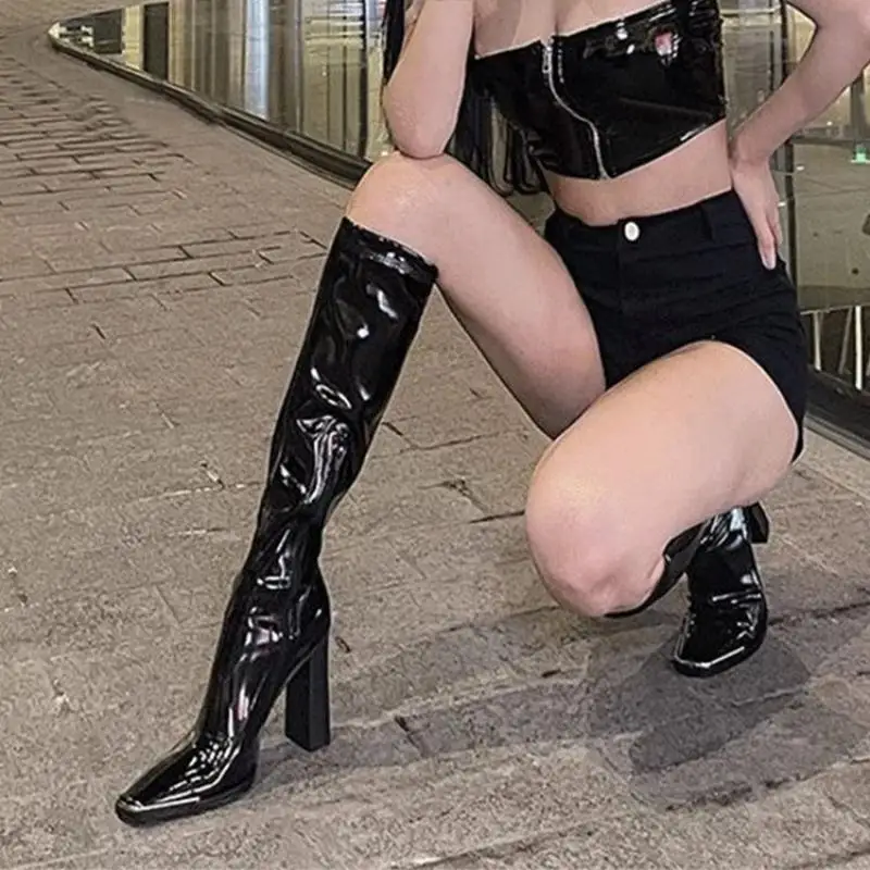 Привлекательные женские рыцарские ботинки 2022, повседневная женская обувь на высоком каблуке, элегантная обувь для женщин из лакированной к... 
Привлекательные женские рыцарские ботинки 2022, повседневная женская обувь на высоком каблуке, элегантная обувь для женщин из лакированной к...