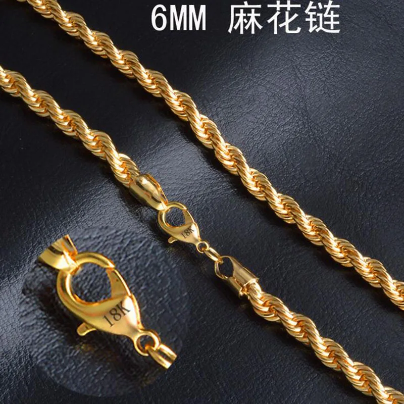 6mm Top Quality Twisted Rope Chain Necklace for Men Women Popular Men's Gold Chains Necklace Punk Party Jewelry
6mm Top Quality Twisted Rope Chain Necklace for Men Women Popular Men's Gold Chains Necklace Punk Party Jewelry