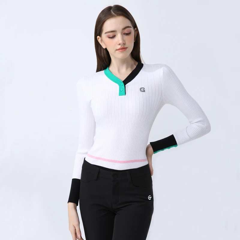 Женский трикотажный свитер с длинным рукавом и V-образным вырезом
Женский трикотажный свитер с длинным рукавом и V-образным вырезом