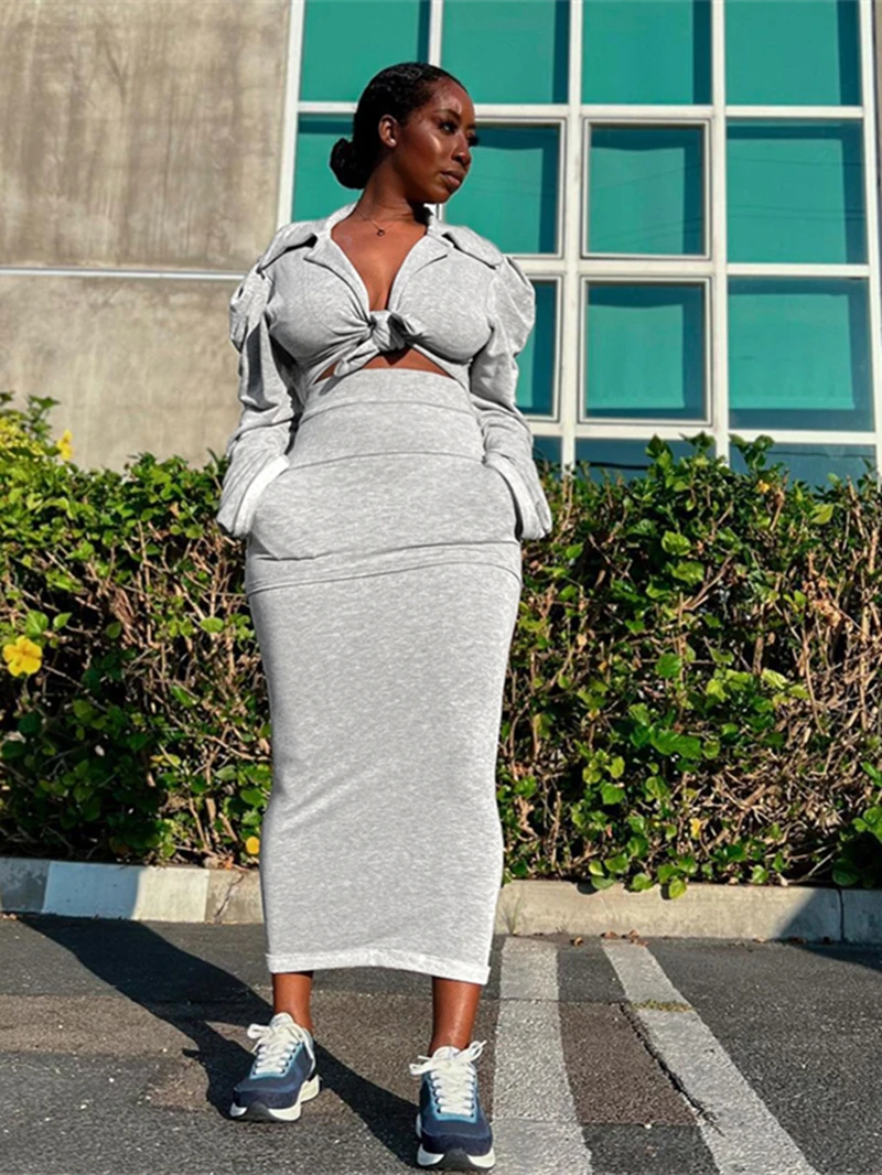 Streetwear Skirt Sets for Women Two 2 Piece Set Outfits 2023 Spring Clothes Long Sleeve Crop Top Maxi Skirt Suit CHIC Dress Sets
Streetwear Skirt Sets for Women Two 2 Piece Set Outfits 2023 Spring Clothes Long Sleeve Crop Top Maxi Skirt Suit CHIC Dress Sets
