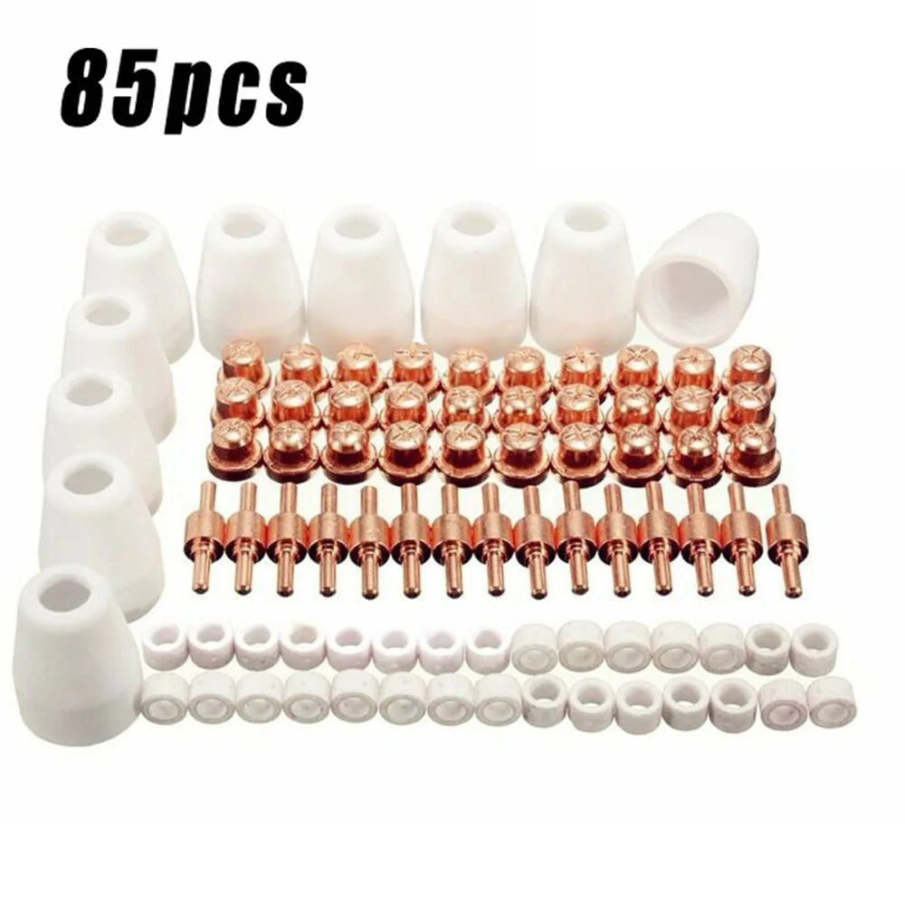 85Pcs Air Plasma Cutting Cutter Consumables Extended Shield Cap Electric Electrode Nozzles Gas Ring For PT31 LG40 Torch CUT-50
85Pcs Air Plasma Cutting Cutter Consumables Extended Shield Cap Electric Electrode Nozzles Gas Ring For PT31 LG40 Torch CUT-50